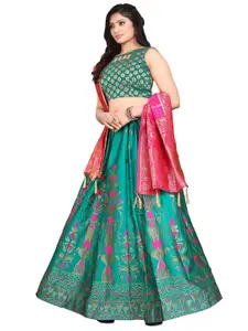 LeeliPeeri Designer Foil Print Semi-Stitched Lehenga & Unstitched Blouse With Dupatta