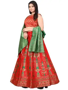 LeeliPeeri Designer Woven Design Semi-Stitched Lehenga & Unstitched Blouse With Dupatta