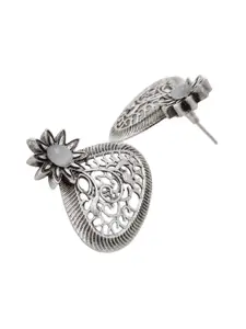 Sangria Women Silver-Plated Oxidized Stone-Studded Earrings