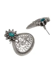 Sangria Silver-Plated Stone Studded Earrings