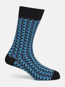 Blackberrys Men Pack Of 2 Patterned Cotton Calf-Length Socks