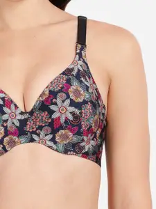 shyaway Pack of 3 Women Floral Printed Medium Coverage Underwired Lightly Padded Bra