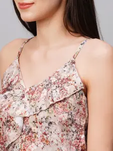 DRAPE IN VOGUE Women Satin Floral Printed Night suit