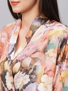 DRAPE IN VOGUE Women Satin Floral Printed Night suit