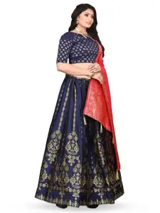 LeeliPeeri Designer Foil Print Semi-Stitched Lehenga & Unstitched Blouse With Dupatta