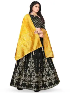 LeeliPeeri Designer Foil Print Semi-Stitched Lehenga & Unstitched Blouse With Dupatta