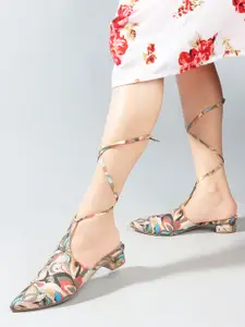 Denill Printed Pointed Toe Block Gladiators