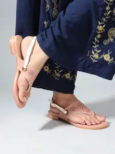 Denill Women Block Sandals With Laser Cut