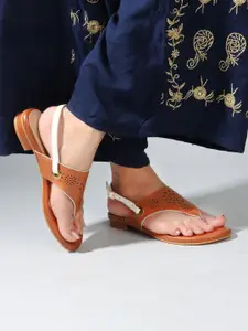 Denill Women Textured Block Sandals With Laser Cuts