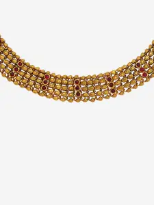 Kushal's Fashion Jewellery Women 92.5 Pure Silver Gold-Plated Temple Necklace