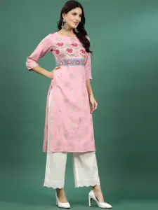 Sangria Embroidered Cotton A-Line Kurta