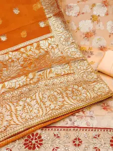 KIMISHA Floral Beads and Stones Unstitched Dress Material