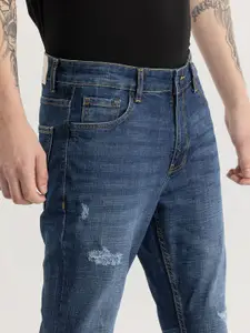 Snitch Men Jean Skinny Fit Low Distress Light Fade Stretchable Jeans