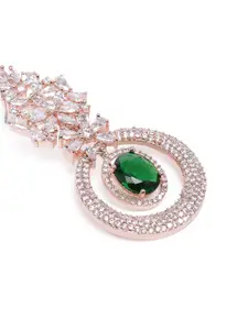 Estele Rose Gold-Plated CZ-Studded Circular Drop Earrings