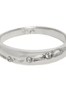 Estele Women Rhodium-Plated Crystals-Studded Finger Ring