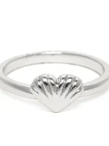 Estele Women Rhodium-Plated Heart-Shaped Adjustable Finger Ring
