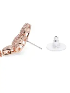Estele Rose Gold-Plated CZ-Studded Teardrop Shaped Drop Earrings