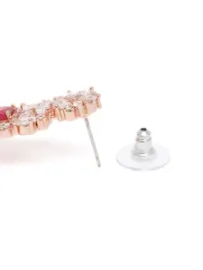 Estele Rose Gold-Plated CZ-Studded Floral Drop Earrings