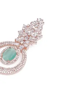 Estele Rose Gold-Plated CZ-Studded Circular Drop Earrings