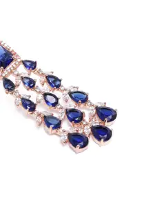 Estele Rose Gold-Plated CZ-Studded Teardrop Shaped Drop Earrings