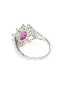 Estele Women Rhodium-Plated CZ-Studded Adjustable Finger Ring