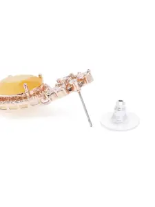 Estele Rose Gold-Plated CZ-Studded Oval Drop Earrings