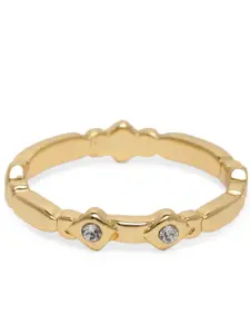Estele Women Gold-Plated Crystals-Studded Finger Ring