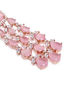 Estele Rose Gold-Plated CZ-Studded Teardrop Shaped Drop Earrings