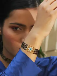 Unniyarcha Women Silver Gold-Plated Wraparound Bracelet