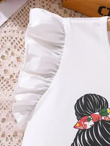 INCLUD Girls Printed T-shirt with Skirt