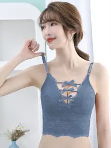 FIMBUL Floral Bralette Bra Half Coverage Lightly Padded