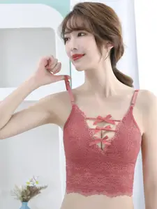 FIMBUL Floral Bralette Bra Half Coverage Lightly Padded