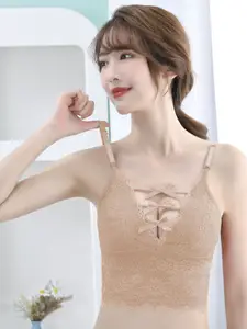 FIMBUL Floral Bralette Bra Half Coverage Lightly Padded