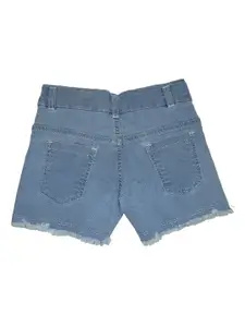 BAESD Girls Printed Slim Fit High-Rise Denim Denim Shorts