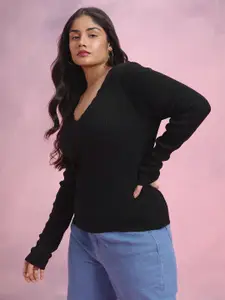DressBerry Curve Plus Size Scalloped Neck Pullover