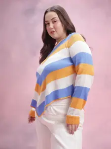 DressBerry Curve Plus Size Acrylic Striped Pullover