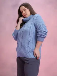 DressBerry Curve Plus Size Cable Knit Detailing Acrylic Pullover
