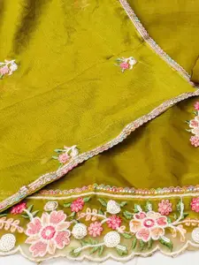 KIMISHA Women Embroidered Organza Unstitched Dress Material