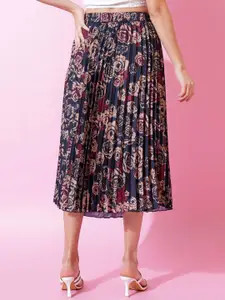 OTABU Floral Printed Flared A-line Midi Skirt