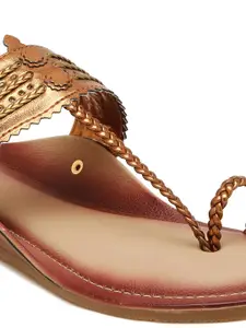 HARTIGAN Women Ethnic One Toe Flats with Laser Cuts