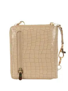 Baggit Women Textured Zip Around Wallet With Sling Strap