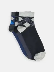 BYFORD by Pantaloons Men Pack Of 3 Patterned Cotton Above Ankle Length Socks