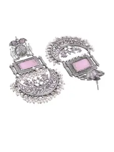 DASTOOR Silver Plated Oxidised Contemporary Drop Earrings