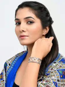 Voylla Silver-Plated Oxidised Cuff Bracelet