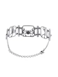 Voylla Silver-Plated Oxidised Warli Rangilo Maro Dholna Link Bracelet