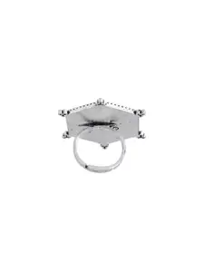 Voylla Silver-Plated Warli Tenu Leke Main Javanga Finger Ring