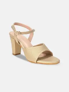 SCENTRA Textured Open Toe Ankle Loop Block Heel