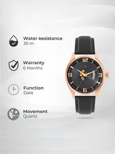 Killer Men Brass Dial & Leather Straps Analogue Watch KLMO103B