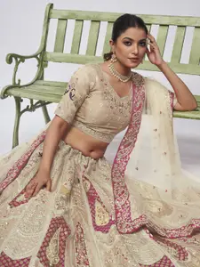 Fusionic Embroidered Thread Work Semi-Stitched Lehenga & Unstitched Blouse With Dupatta