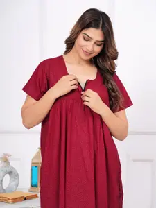 JVSP FASHION Floral Printed Pure Cotton Maxi Nightdress